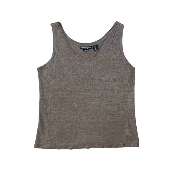 Cynthia Rowley Top Women's Size Large Olive Green Linen Sleeveless Blouse Tank - Picture 1 of 6